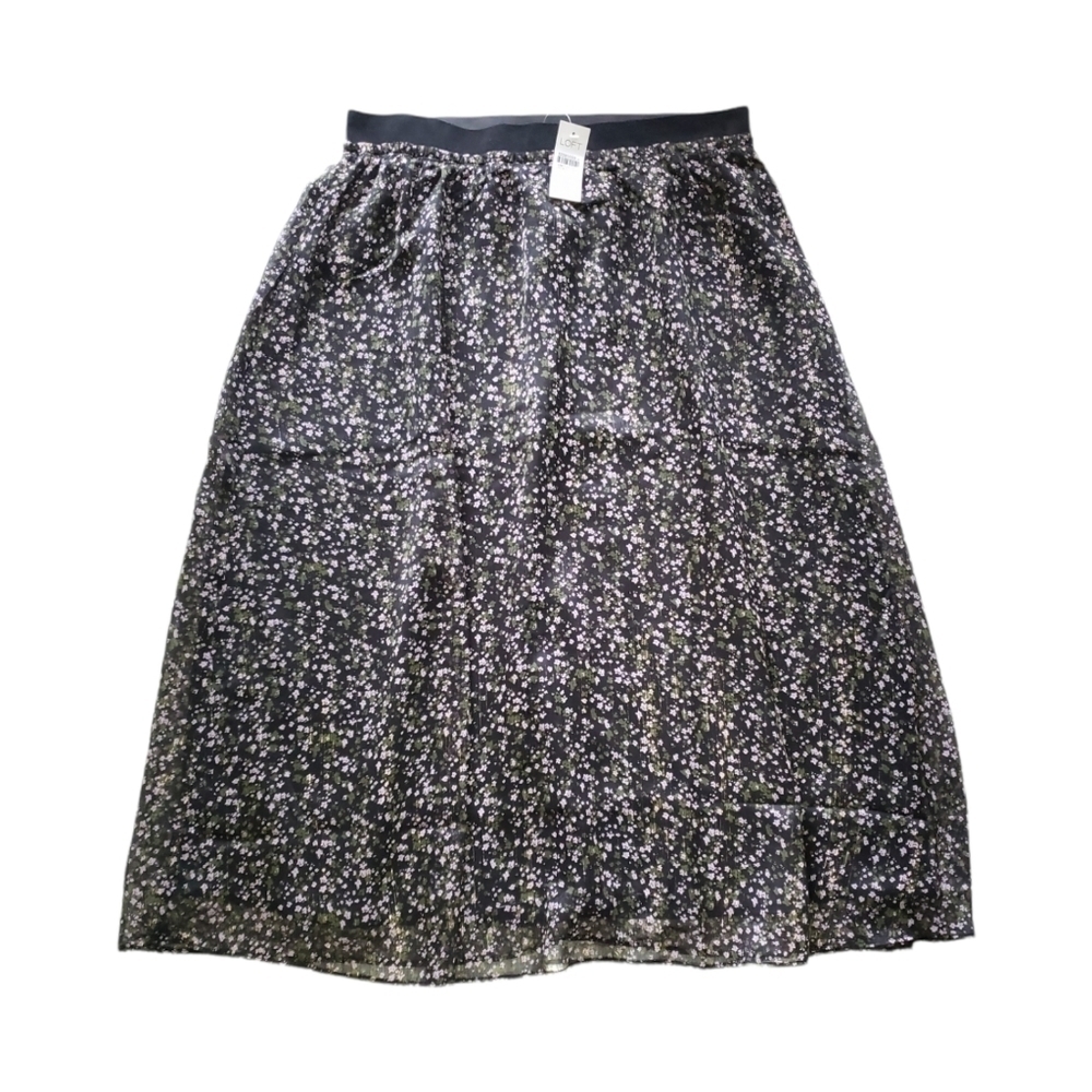 Nwt LOFT FLORAL PULL ON MIDI SKIRT, SIZE 8 - Picture 4 of 16